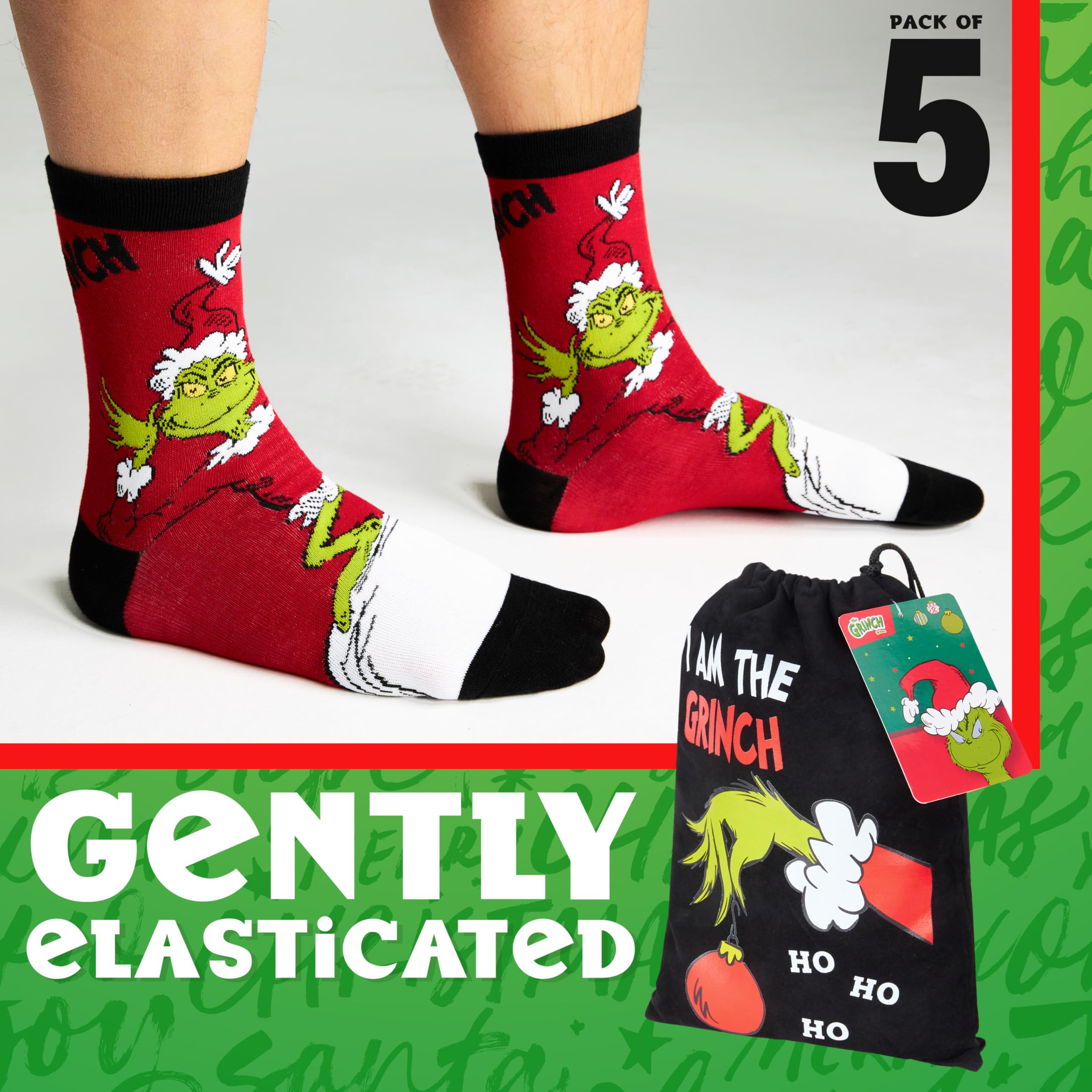 **Men's & Teens Christmas Holiday Crew Socks - 6 Pack Soft Breathable Cotton Socks for Gifts, Daily Wear & Winter Comfort**    *(Perfect for Stocking Stuffers, Office Parties & Cozy Winter Days)*