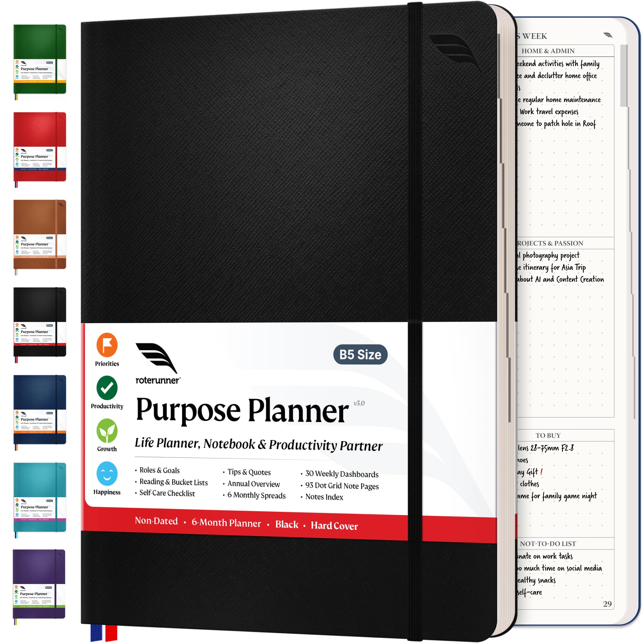 Roterunner B5 Purpose Planner Notebook 7.5
