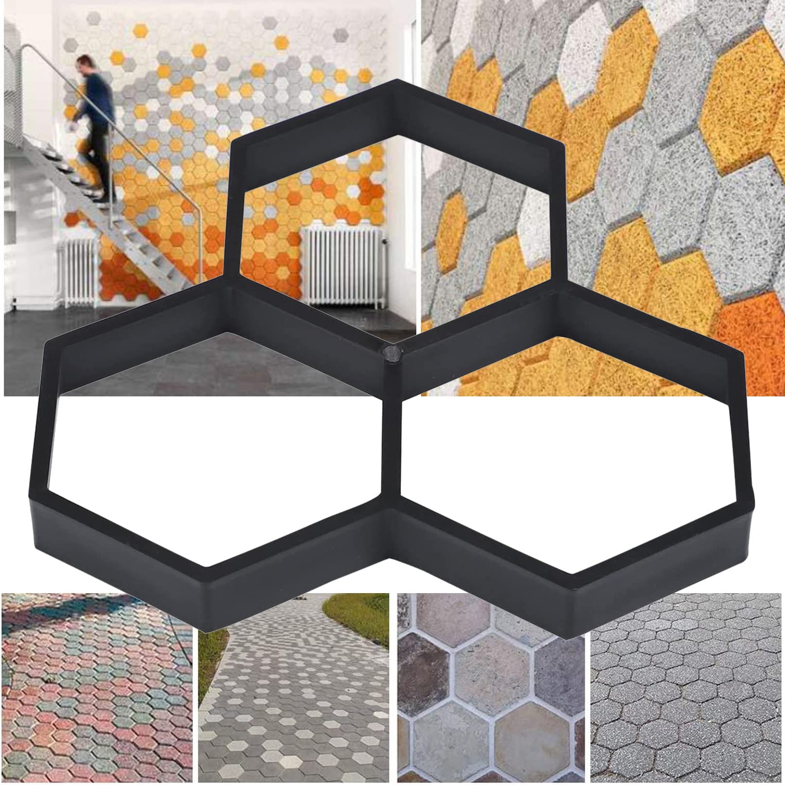 Reusable Hexagon Concrete Molds for DIY Walkway & Stepping Stones - Cement Path Maker for Lawn, Patio, Garden & Outdoor Pavement (Perfect for Creating Beautiful Garden Pathways & Landscape Designs)