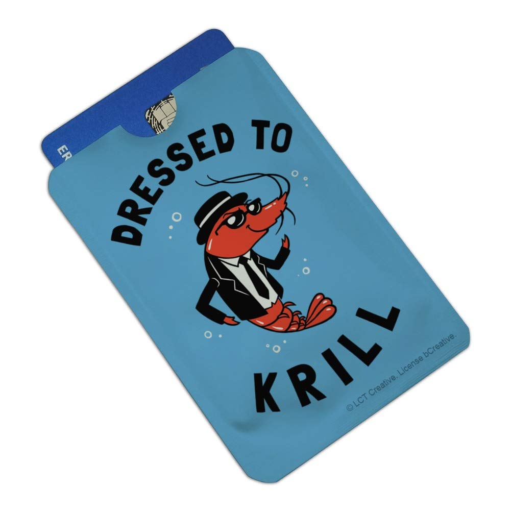 Funny Dressed To Krill Kill RFID Blocking Credit Card Holder - Set of 4 Wallet Protectors for Men & Women | Perfect for Travel, Shopping & Daily Use