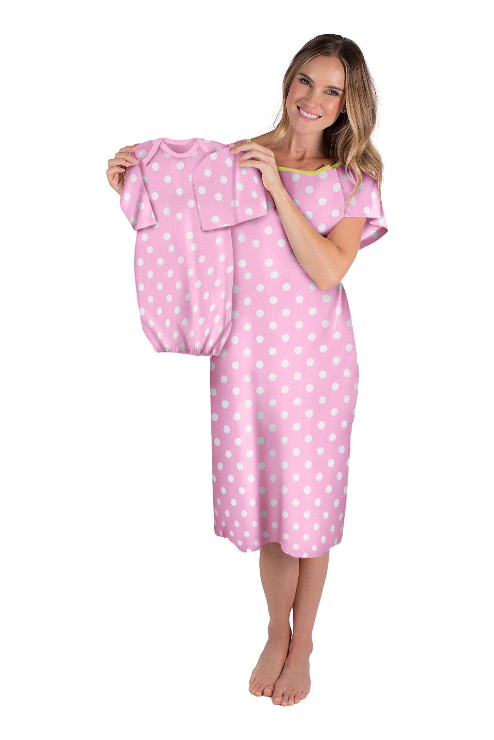 Baby Be Mine Mommy & Baby Matching Labor & Delivery Maternity Hospital Gown Set - Soft Nursing Gownie for Newborn & Postpartum Care | Perfect for Hospital Bag Essentials & New Mom Gifts