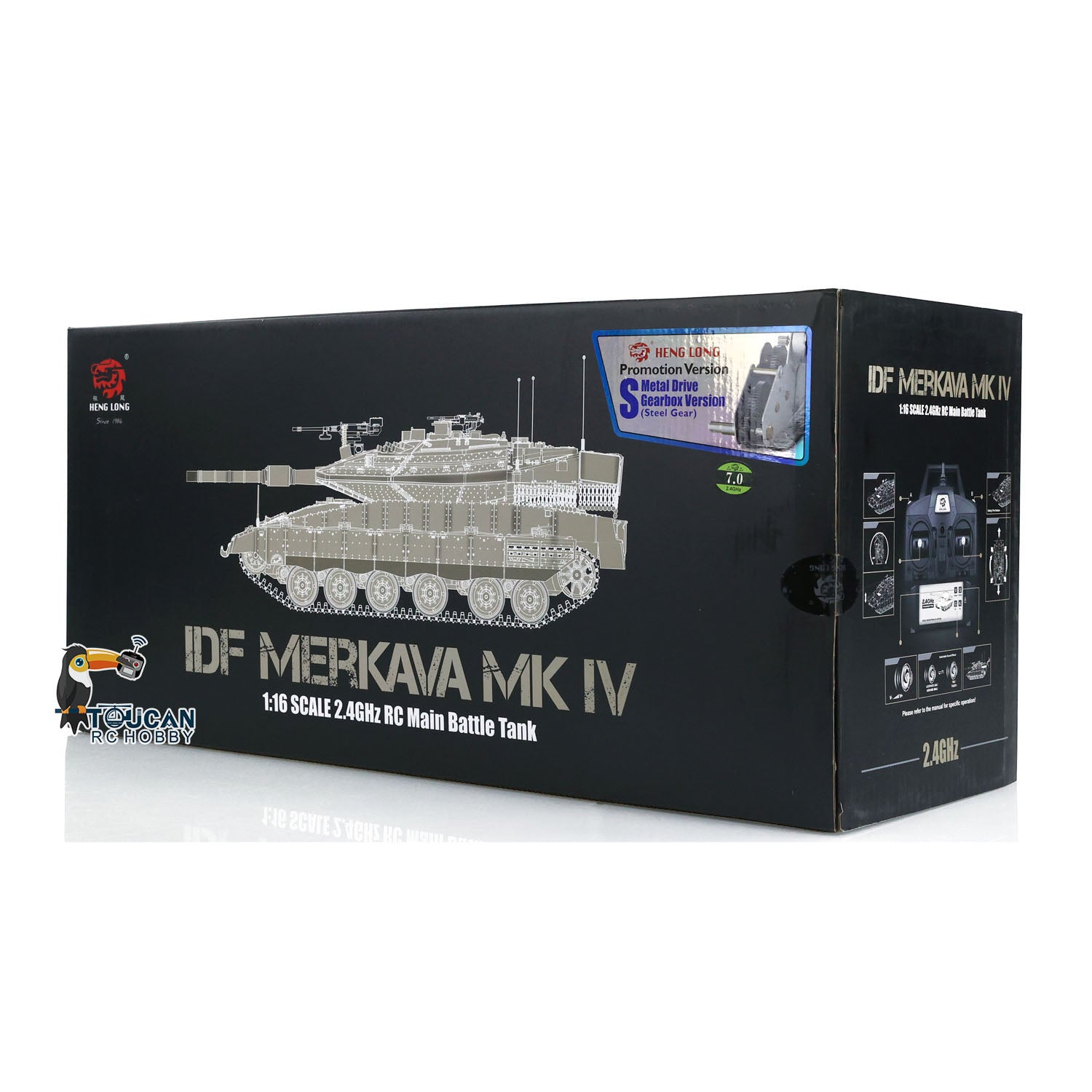 1:16 Scale RC Military Battle Tank - Heng Long IDF Merkava MK IV 3958 Upgraded Edition with Metal Gearbox & Tracks | Remote Control Model Tank for Collectors & Battle Simulation | Perfect for Outdoor Play, Military Enthusiasts & Display