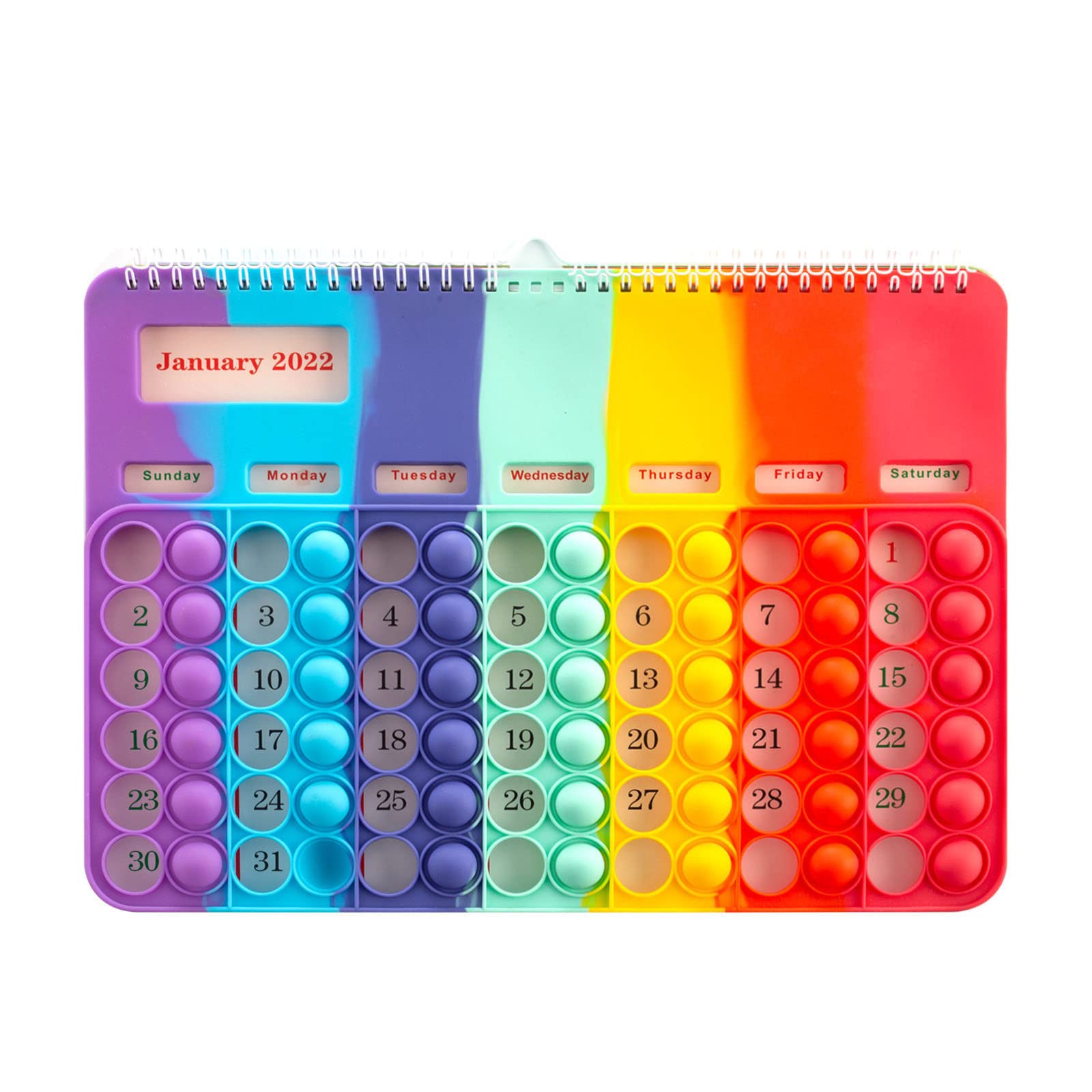 2022 Stress Relief Wall Calendar with Bubble Fidget Pop - 7.9