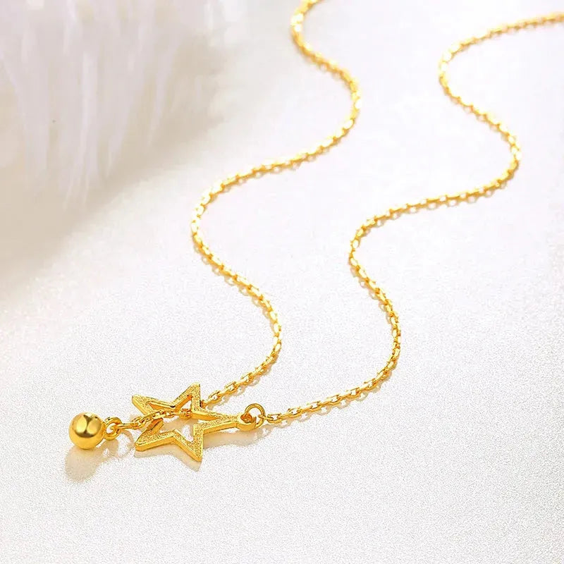24K Pure Gold Necklace Real AU 999 Solid Gold Chain for Women - Elegant Classic Party Jewelry Gift for Her - Trendy Upscale Fine Jewelry for Weddings, Anniversaries & Special Occasions - 2023 Hot Selling Collection