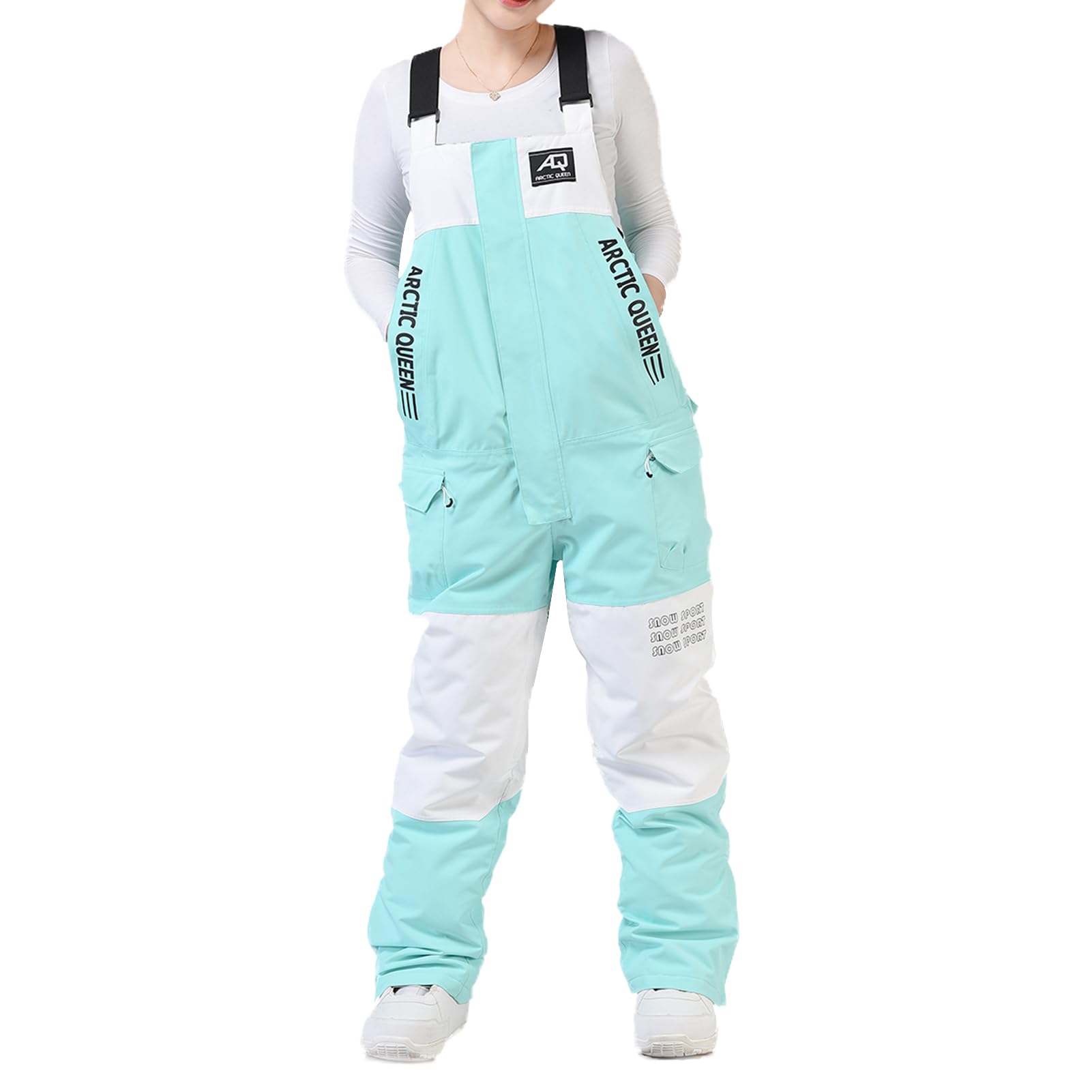 Waterproof Windproof Insulated Women's Snow Bibs Ski Pants - Ripstop Snowboarding Overalls for Winter Sports | Cold Weather Skiing, Snowboarding & Outdoor Activities