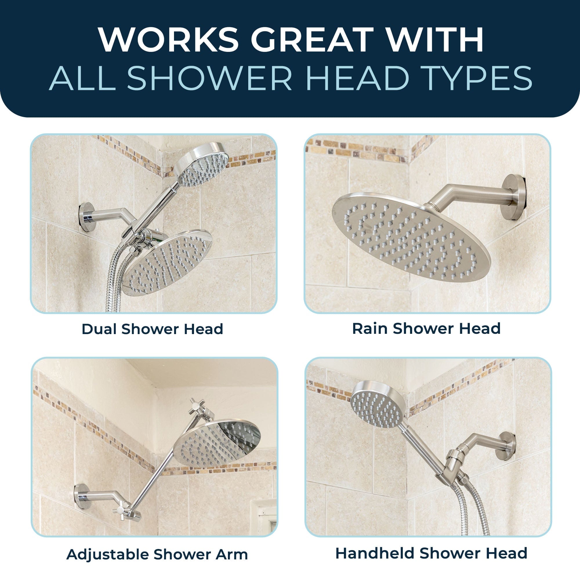 Stainless Steel 7 Inch Shower Arm with Flange & Set Screw - Heavy Duty Bathroom Fixture for Modern Showers & Bathroom Renovations