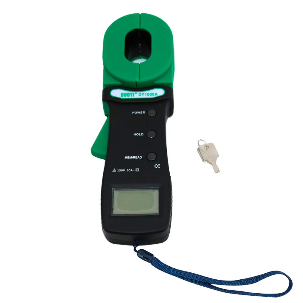 DY1000A Digital Clamp-on Grounding Earth Resistance Tester Meter - Professional Electrical Testing Tool for Home, Industrial & Outdoor Use