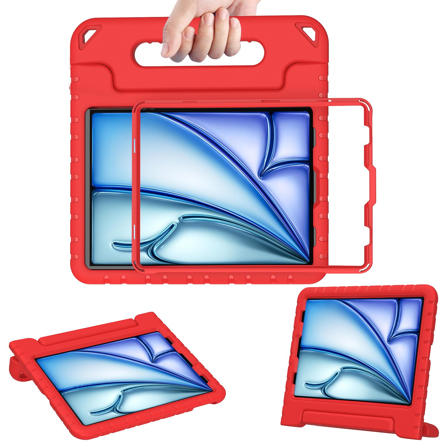 AVAWO Shockproof Kids iPad Case with Handle Stand - Lightweight Protective Cover for iPad Air 5th/4th Generation & iPad Pro 11 (2018) - Perfect for School, Travel & Home Learning (Red)