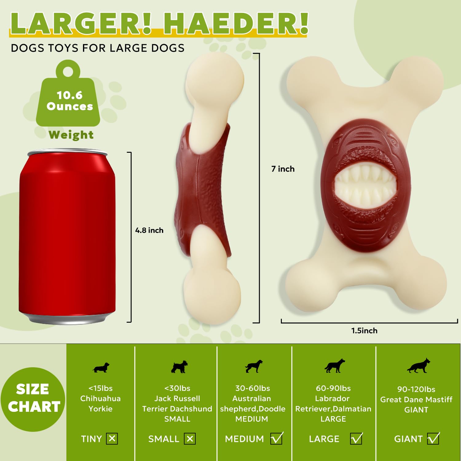 Indestructible Dog Chew Toys for Aggressive Chewers - Durable Bacon Flavored Toys for Large & Medium Breed Dogs - Keeps Pets Entertained - Perfect for Crate Training, Anxiety Relief & Playtime