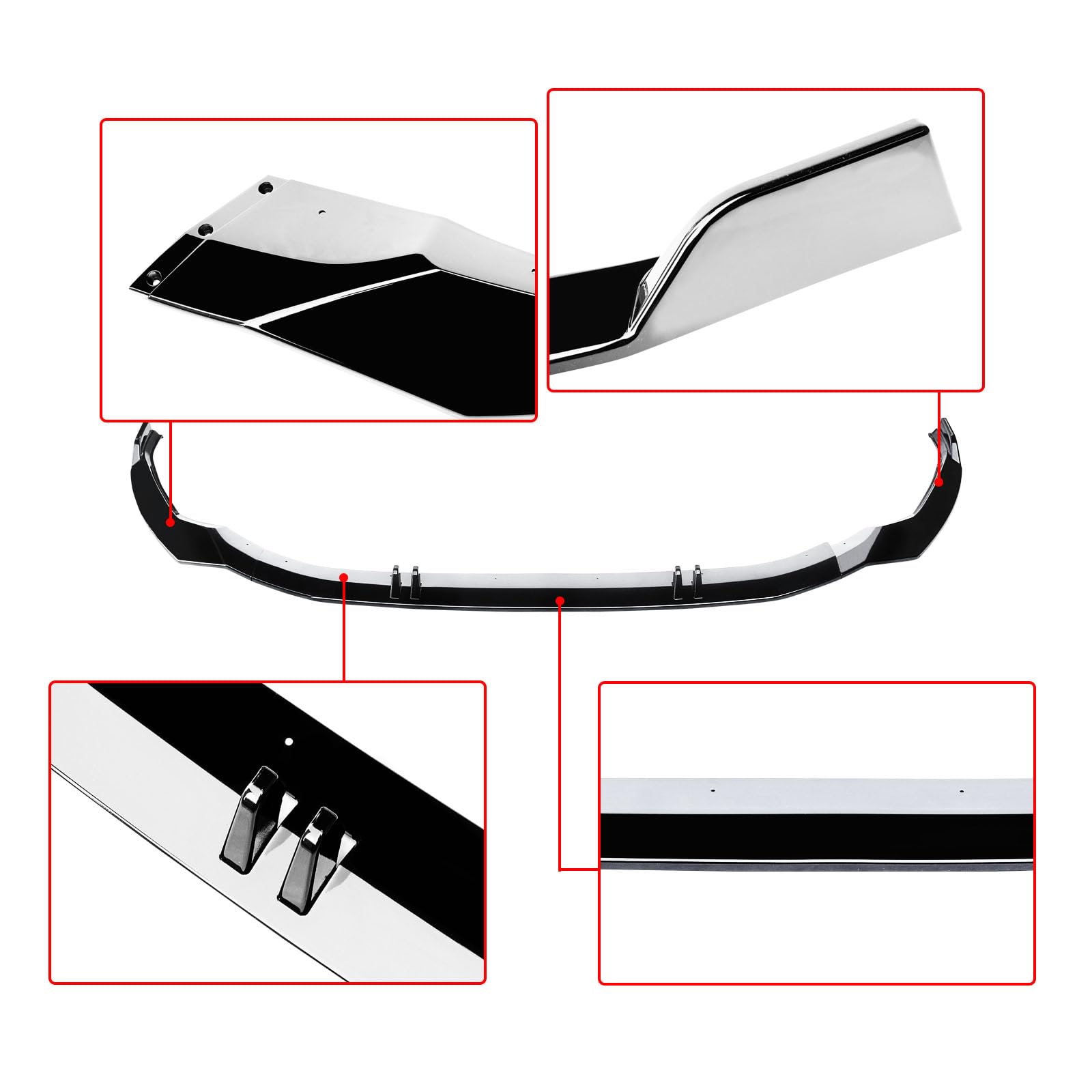 Glossy Black ABS Front Bumper Lip Spoiler for 2022-2023 Audi A3 S3 Sedan & Sportback | Painted Body Kit Splitter Air Dam Chin Diffuser | Enhances Aerodynamics & Sporty Look for Street Racing & Car Shows