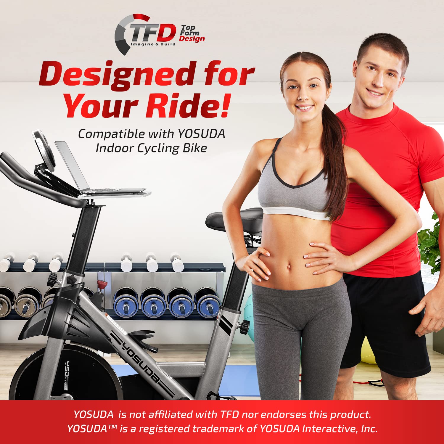 TFD Yosuda Bike Compatible Tablet Stand - Clear, Lightweight & Portable for Men & Women | Perfect for Cycling, Workouts & Home Office Use