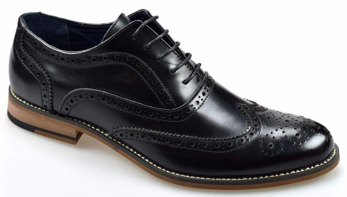 Cavani Men's Black Oxford Brogue Dress Shoes - Classic Formal & Business Attire for Weddings, Office & Special Occasions