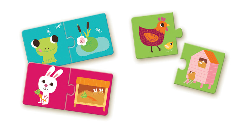 Duo Habitat Set - 20pc Toddler Puzzle by Djeco | Educational Animal Matching Game for Kids Ages 2-4 | Perfect for Preschool Learning & Family Game Night