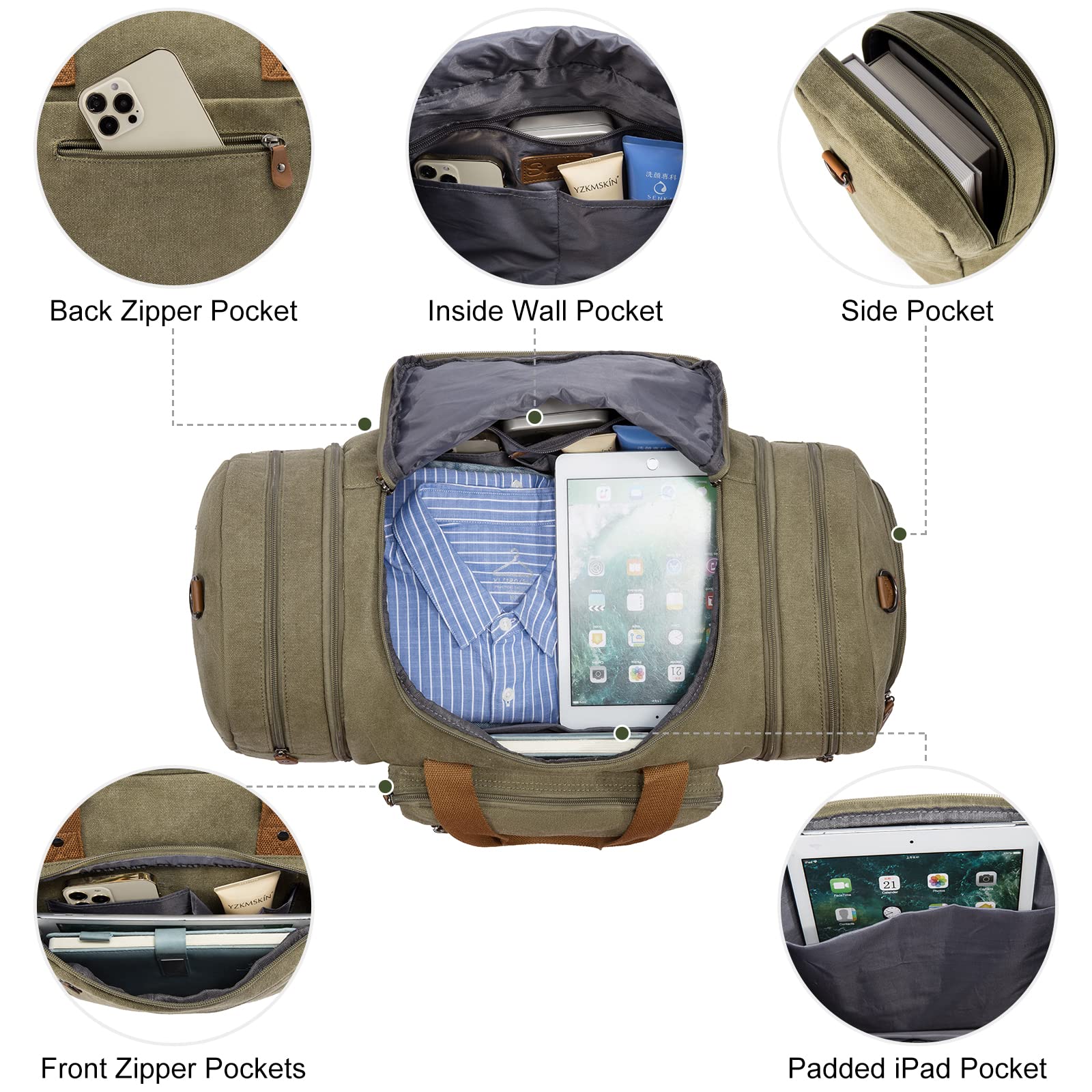 Men's Sucipi Duffle Bag - Large Travel Carry On Weekender with Shoe Compartment & Toiletry Bag - Perfect for Airplane Travel, Gym, Weekend Getaways & Business Trips
