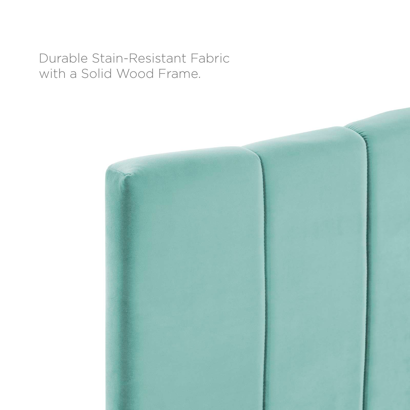 Camilla Channel Tufted Performance Velvet Headboard - Queen Size Upholstered Bed Headboard with Nailhead Trim - Perfect for Master Bedroom, Guest Room & Home Decor