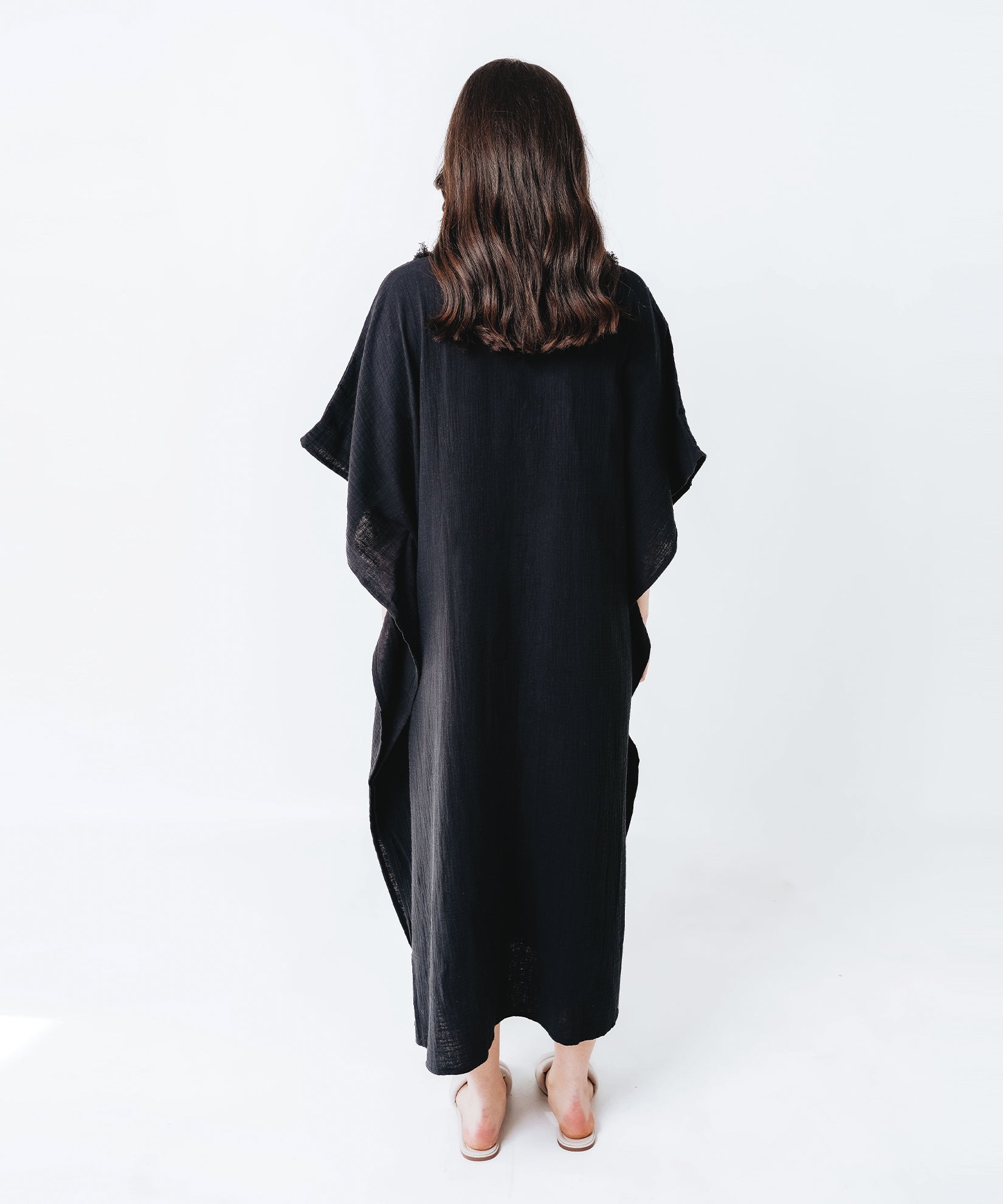 Breathable Double Gauze Maxi Caftan Dress with Delicate Lace Trim - Perfect for Beach Coverups, Summer Vacations & Boho Chic Outfits