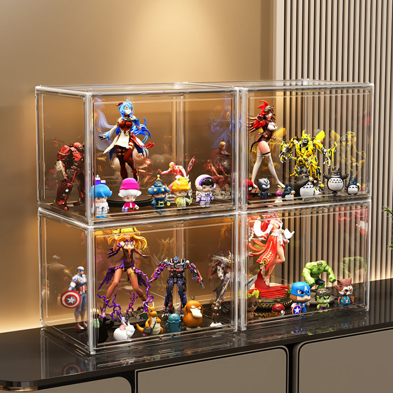 POP MART Figure Display Case - Clear Acrylic Desktop Storage Box for Collectible Toys - Perfect for Home Office, Shelf Decoration & Gift Packaging
