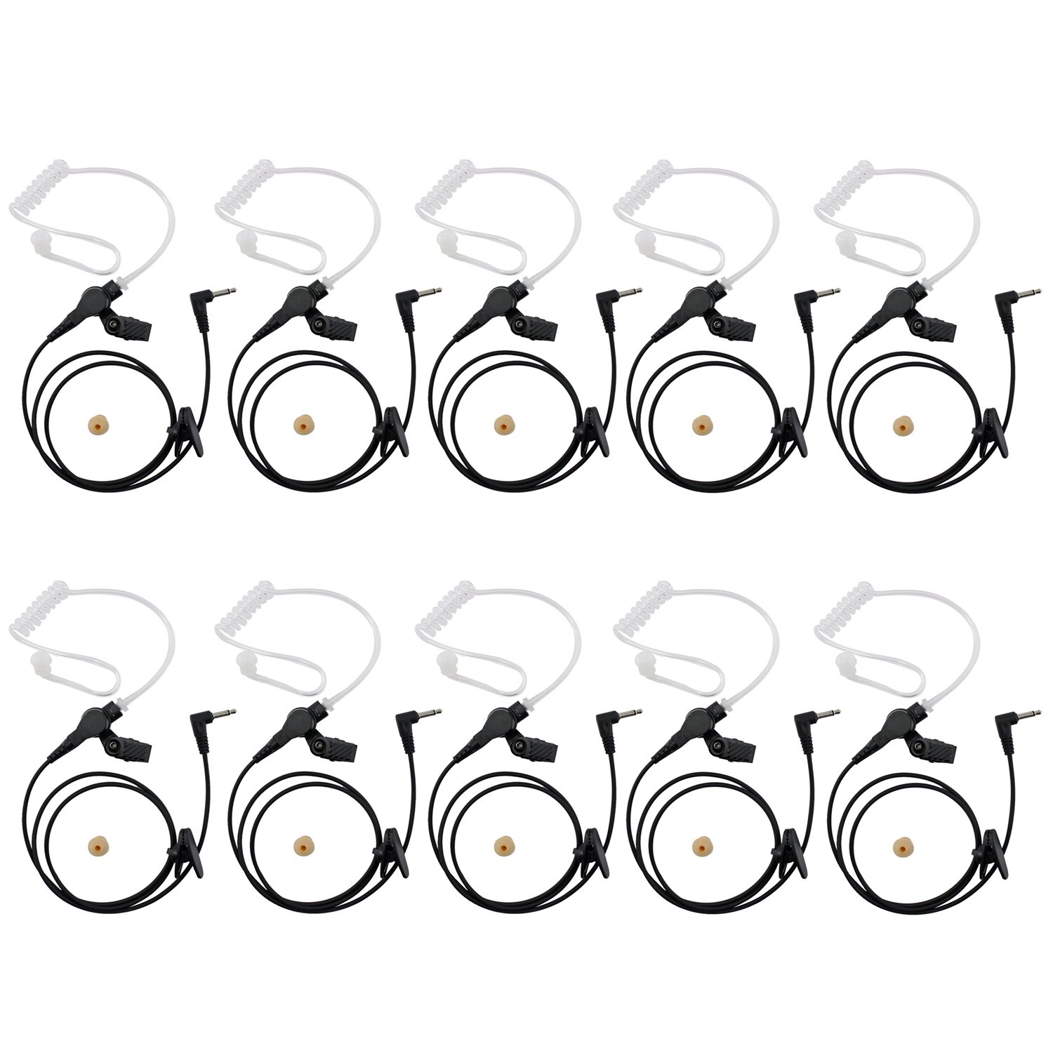 abcGoodefg 3.5mm Acoustic Tube Earpiece Headset - 10 Pack for Two-Way Radios & Speaker Mics - Lightweight & Durable Communication Earpiece for Security, Construction & Event Staff