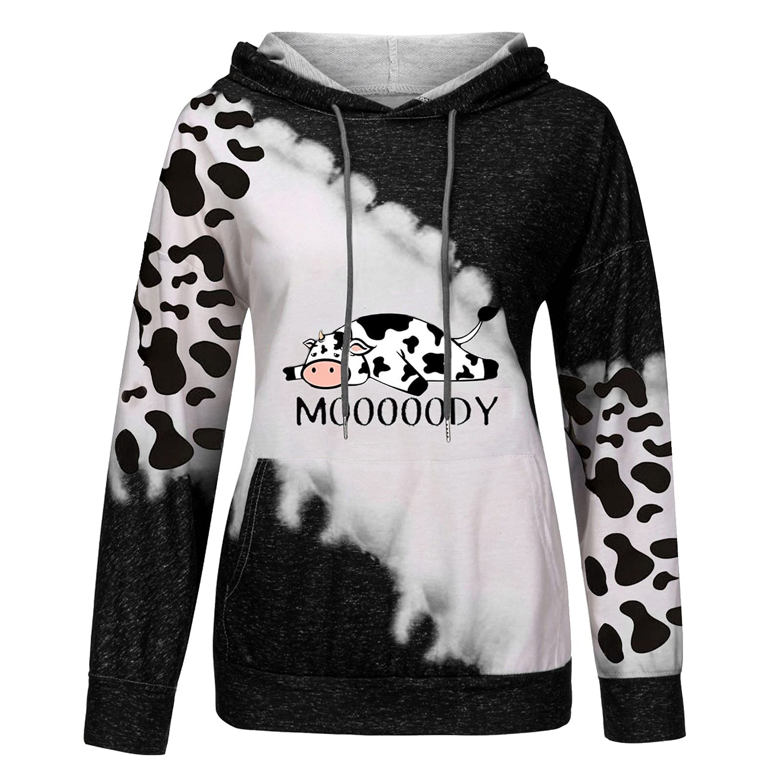 Stylish Women's Cow Print Sweatshirt - Soft Long Sleeve Round Neck Casual Top for Everyday Wear | Perfect for Fall Outfits, Coffee Dates & Weekend Errands