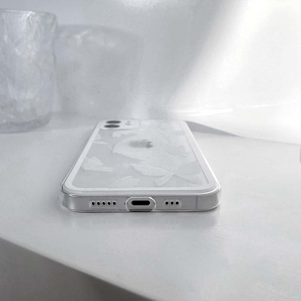 Fycyko iPhone 12 Case - Clear Cute Butterfly Design Slim Soft TPU Protective Cover for Women & Girls | Perfect for Everyday Use, Work & School (White)
