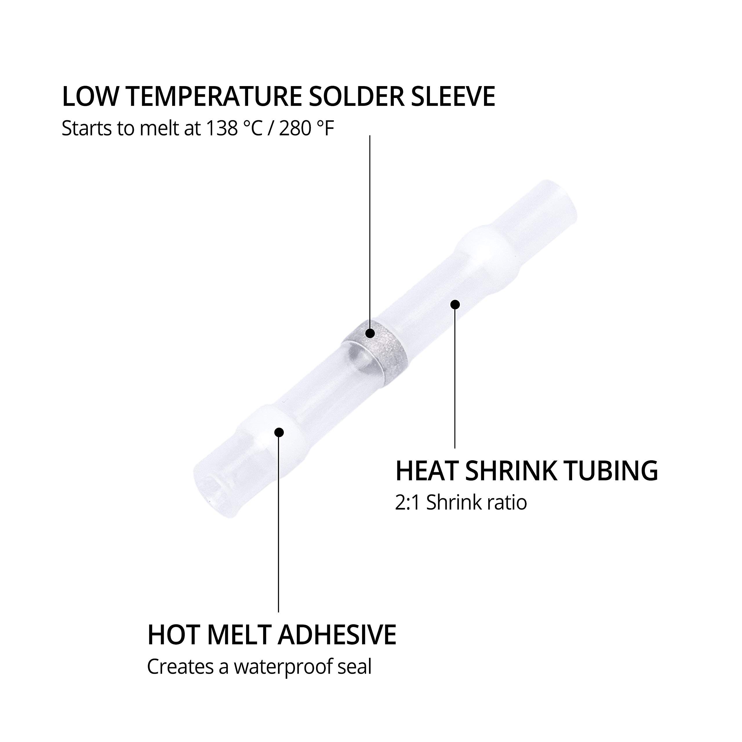 Wirefy 150 PCS Heat Shrink Solder Seal Wire Connectors - Waterproof Self-Soldering Butt Connectors for 26-24 AWG Wires - Ideal for Automotive, Marine & Outdoor Electrical Repairs