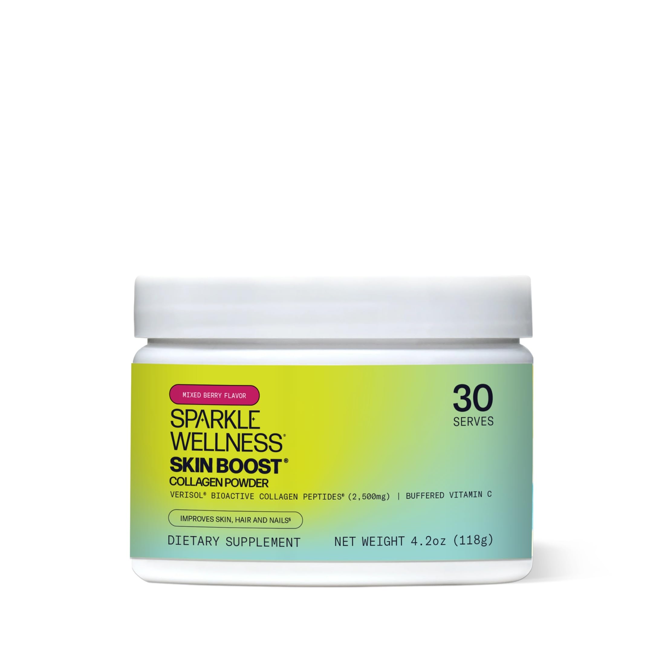 Sparkle Skin Boost Mixed Berry Collagen Peptides Powder - 30 Servings with Verisol Collagen & Vitamin C for Glowing Skin | Anti-Aging Supplement for Smooth Skin & Hydration | Perfect for Post-Workout Recovery & Daily Beauty Routine
