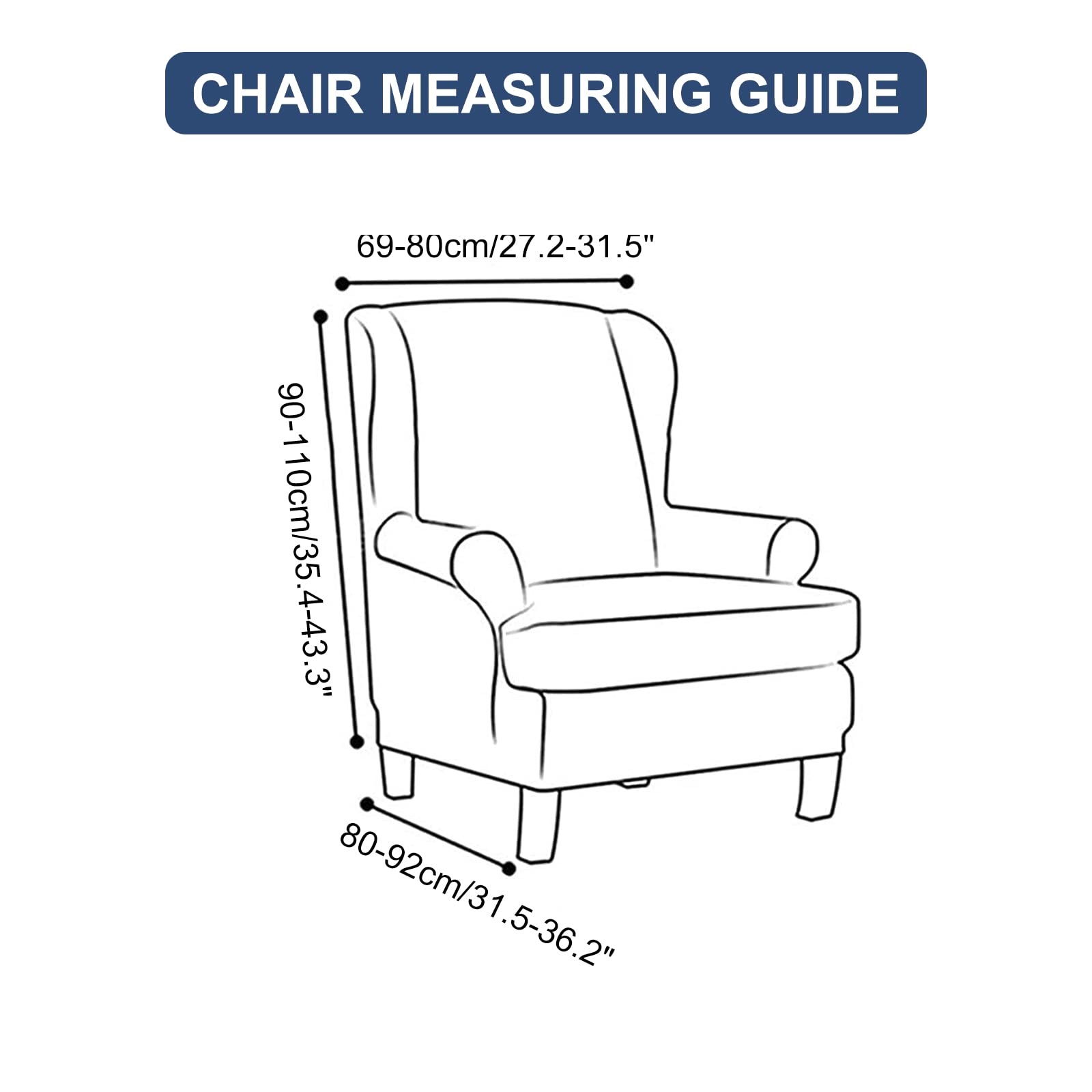 HAOYONG Printed Wing Chair Slipcovers - 2-Piece Stretch Washable Wingback Armchair Covers for Living Room & Bedroom | Perfect for Home Decor, Furniture Protection, and Sofa Makeover