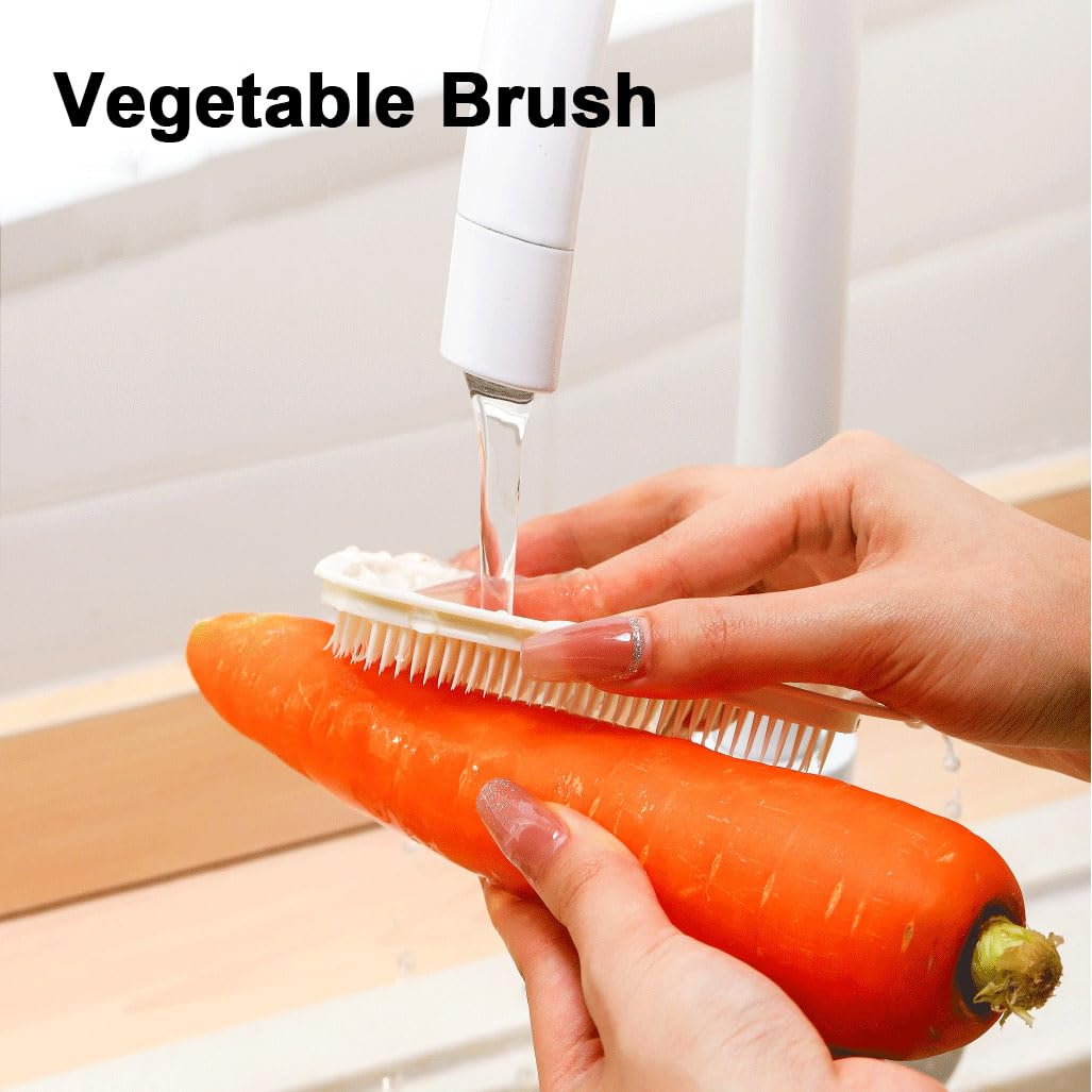 2-Pack Vegetable Scrubber Brush - Soft Bristle Potato & Carrot Cleaning Brush for Fruits, Root Vegetables, Lotus Root - Perfect for Kitchen, Camping & Organic Food Prep