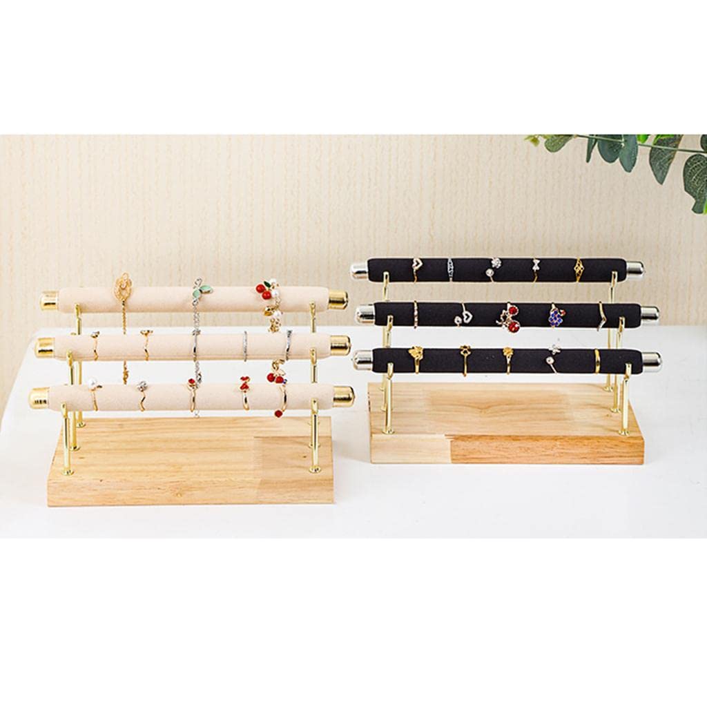 Yiju Velvet Bracelet Holder Jewelry Organizer - Detachable Bracelet Stand for Necklaces & Watches - Black Velvet Jewelry Display for Dresser, Vanity & Travel (Black)