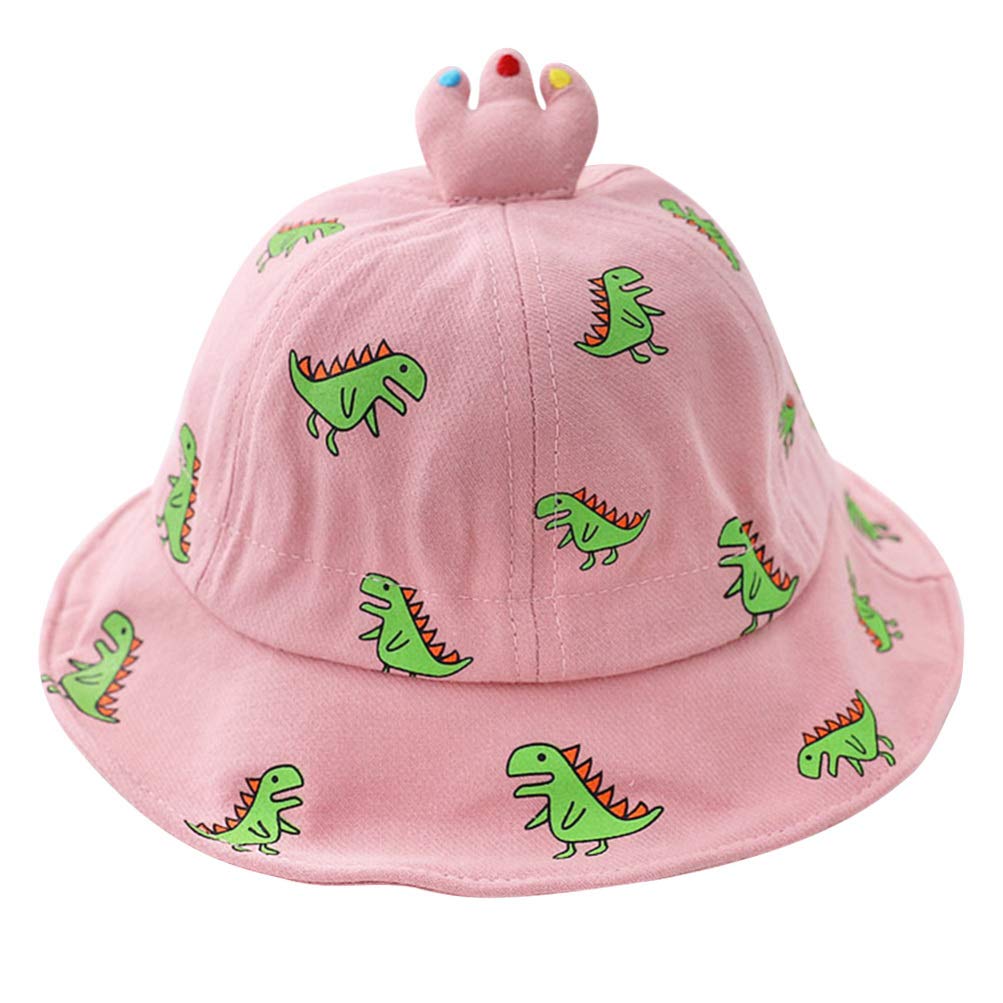 KESYOO Dinosaur Sun Hat for Baby & Kids - UPF 50+ UV Protection, Adjustable Fisherman Hat for Beach, Pool & Outdoor Play - Pink