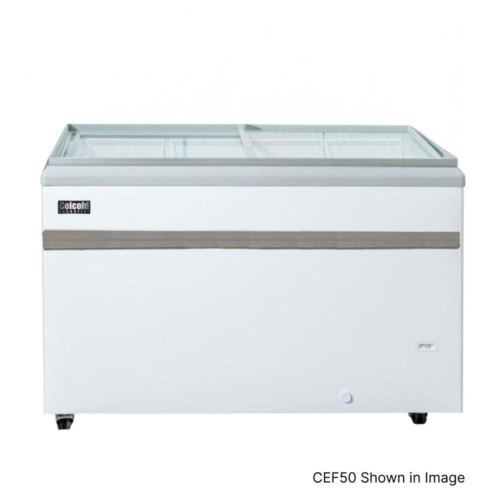 Celcold 41 Glass Sliding Door Commercial Ice Cream Freezer - CEF40 Commercial Refrigerator for Ice Cream Parlor, Dessert Shop & Frozen Treat Storage