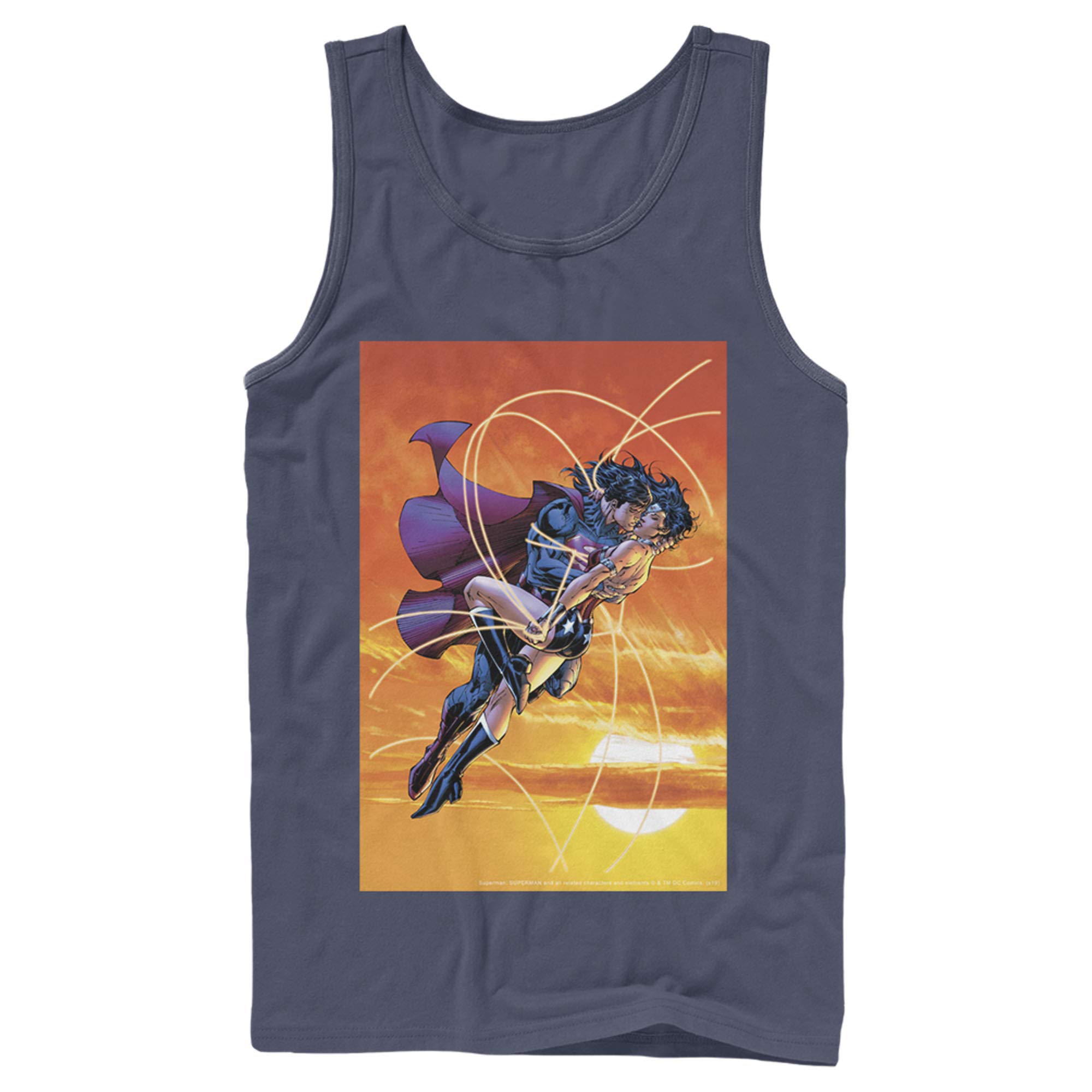 Superman & Wonder Woman Kiss Graphic Men's Tank Top - Cool Superhero Couple Tee for Comic Fans, Cosplay & Casual Wear