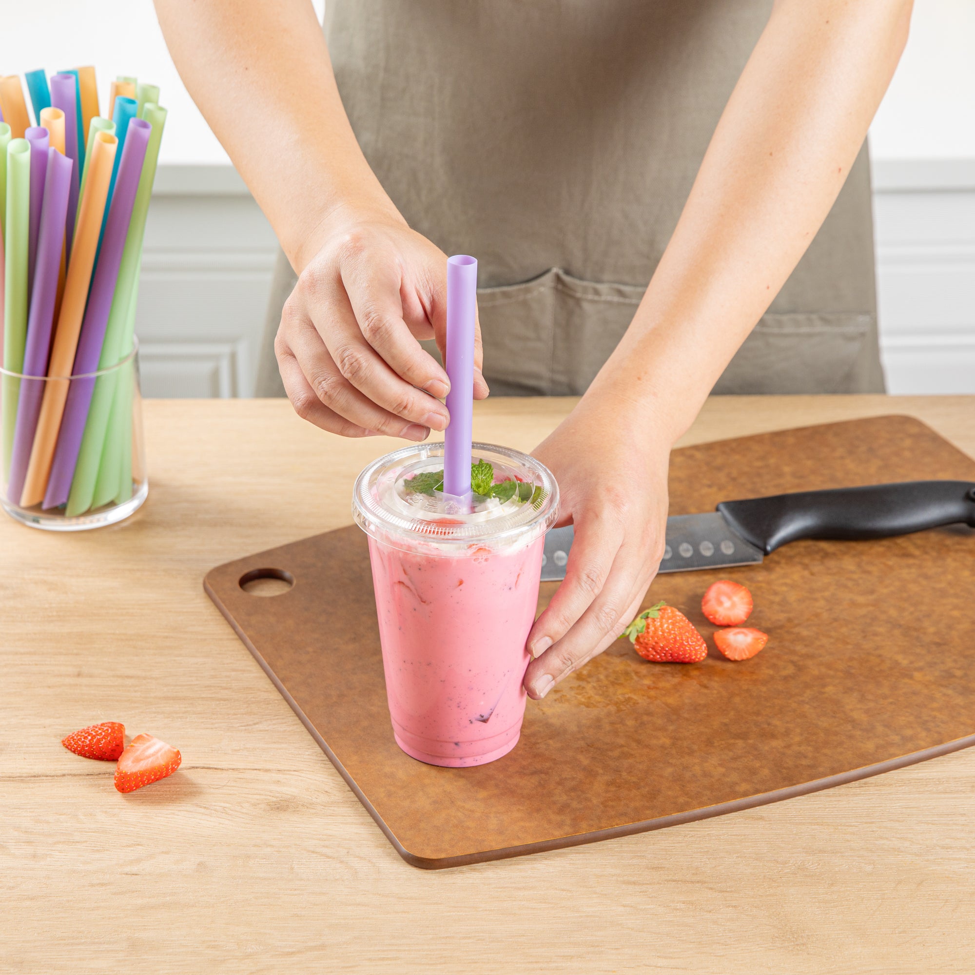 Eco-Friendly PLA Plastic Straws - 100 Count, Compostable, Pointed Tip for Smoothies, Cocktails & Beverages | Biodegradable Drinking Straws for Parties, Restaurants & Home Use