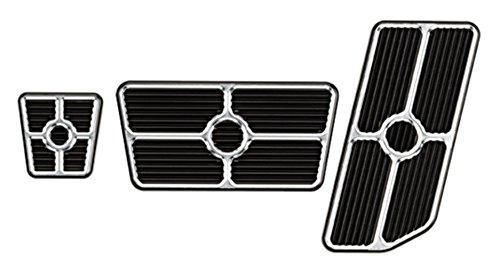 BILLET SPECIALTIES Black Grooved 3-Piece Pedal Kit for Dodge Ford GM Trucks - Universal Fit, Non-Slip Design - Perfect for Off-Roading & Custom Truck Upgrades (Model #198625)