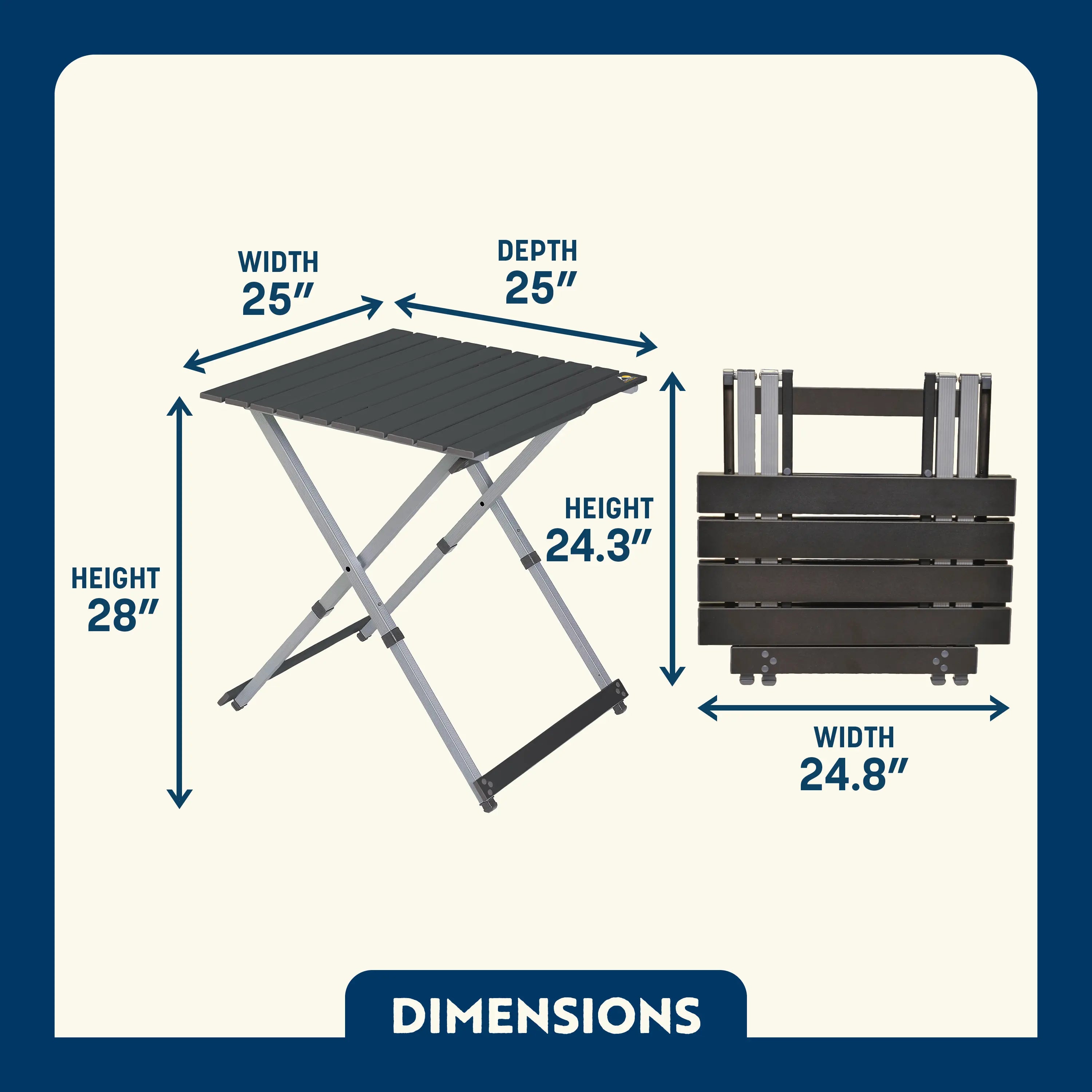 Compact Camp Table 25™ - Lightweight Portable Folding Table for Outdoor Camping, Picnics & Travel - Perfect for Backpacking, Beach & Tailgating