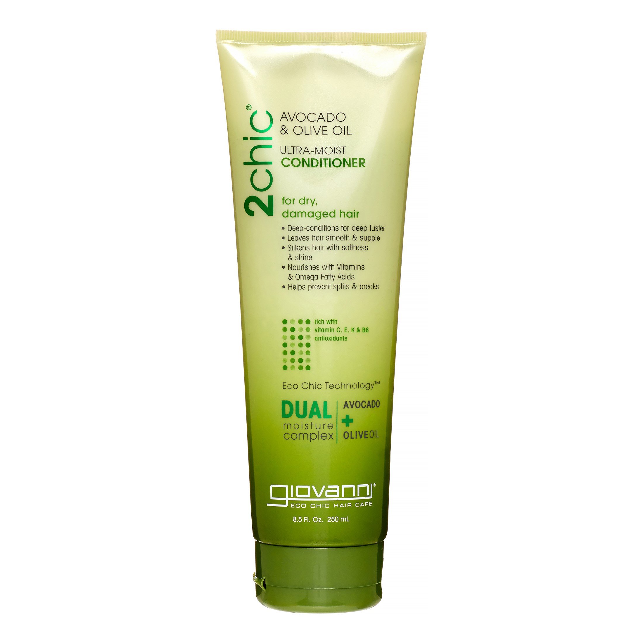 GIOVANNI 2chic Ultra-Moist Conditioner for Dry Hair - Avocado & Olive Oil Deep Hydration, Aloe Vera & Shea Butter Enriched, Paraben-Free, Color Safe - 8.5 fl oz | Perfect for Damaged, Curly & Frizzy Hair Care Routine