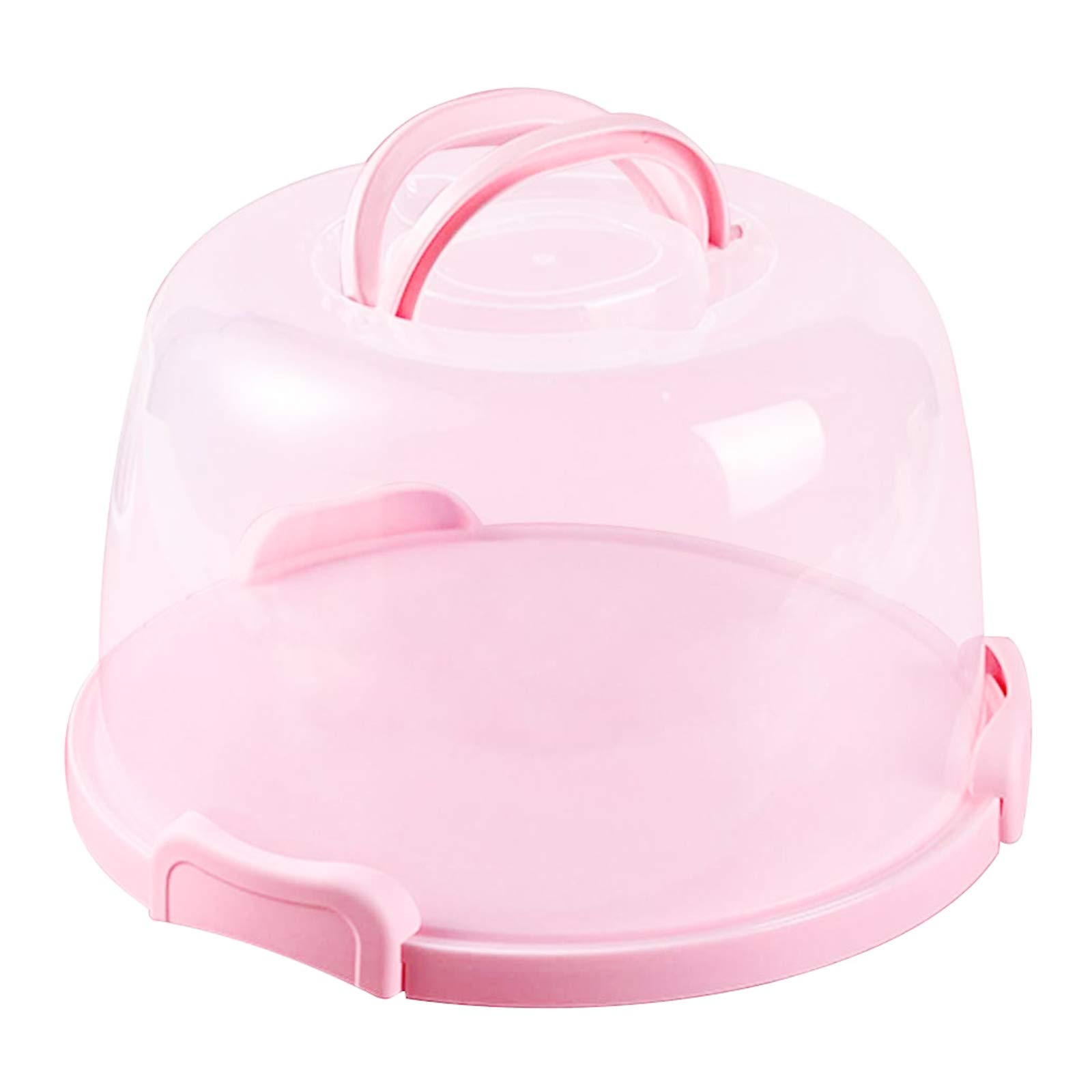 Pink 10-Inch Collapsible Handle Cake Carrier - Plastic Cupcake & Dessert Transport Container for Pies, Cookies, Cakes, Torte - Perfect for Birthday Parties, Bakery Delivery & Picnics