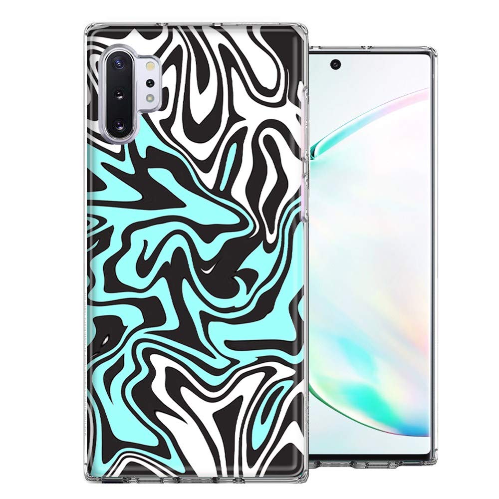 Samsung Galaxy Note 10 Plus Case - Mint Black Abstract Design Dual Layer Protective Phone Cover for Shock Absorption | Perfect for Work, Travel & Everyday Use