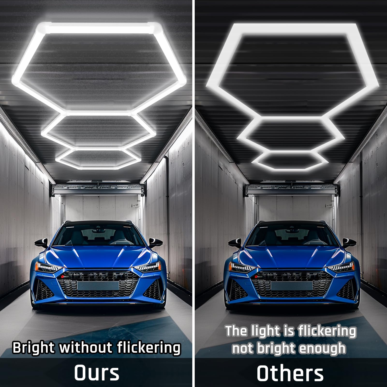 Hexagon Garage LED Lights - 6500K 17280LM Hexagonal LED Shop Lights for Garage, Basement, Workshop, Warehouse, Gym, Barber & Auto Detailing - Bright White Ceiling Lighting for Professional & Home Use