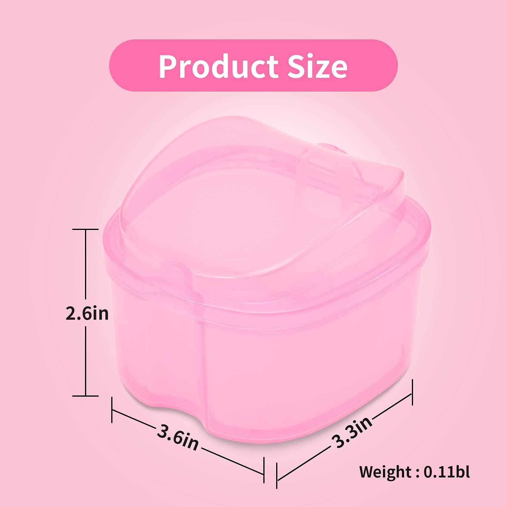 Orthodontic Retainer Case with Waterproof Lid - Denture Soaking Bath Box & Mouthguard Storage Container - Pink | Perfect for Travel, Home & Daily Dental Care