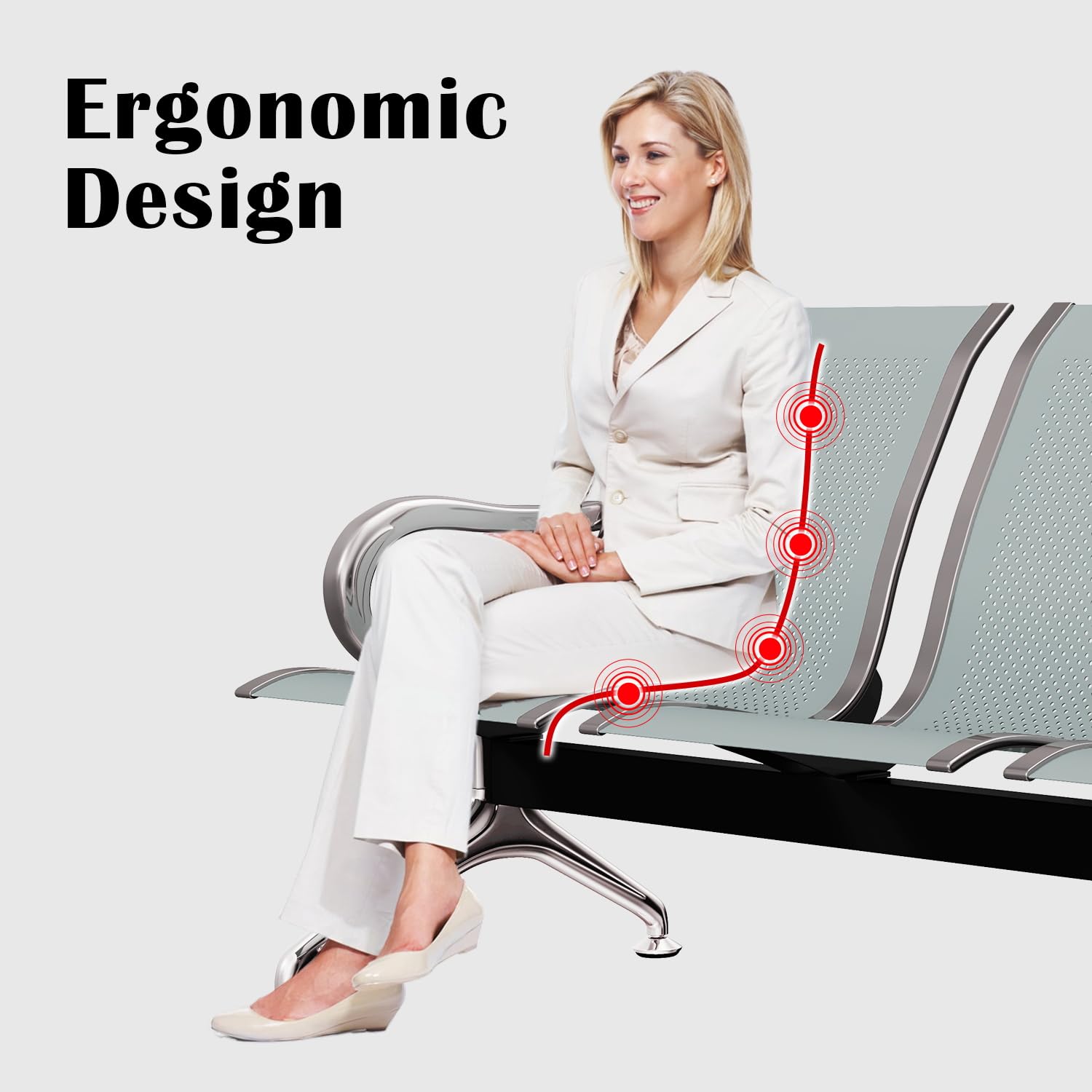 kinbor 2-Seat Waiting Room Chairs - Office Guest Reception Bench for Airport, Clinic & Bank | Comfortable Seating Solution for Lobbies & Waiting Areas