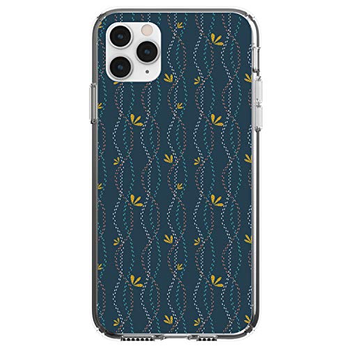 Modern Floral - Wavy, Navy, Pink, Teal On Clear Case