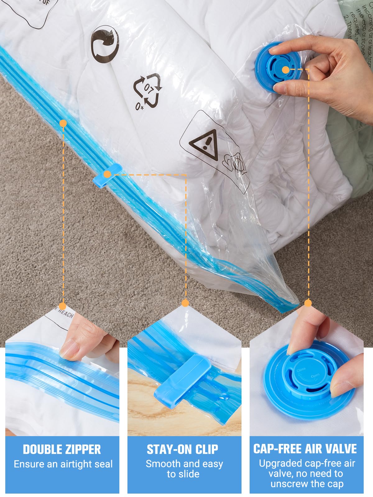 32 Pack Vacuum Storage Bags with Electric Pump | Space Saver Bags for Clothes, Blankets & Travel | 2 Compression Modes | Perfect for Home Organization & Seasonal Storage