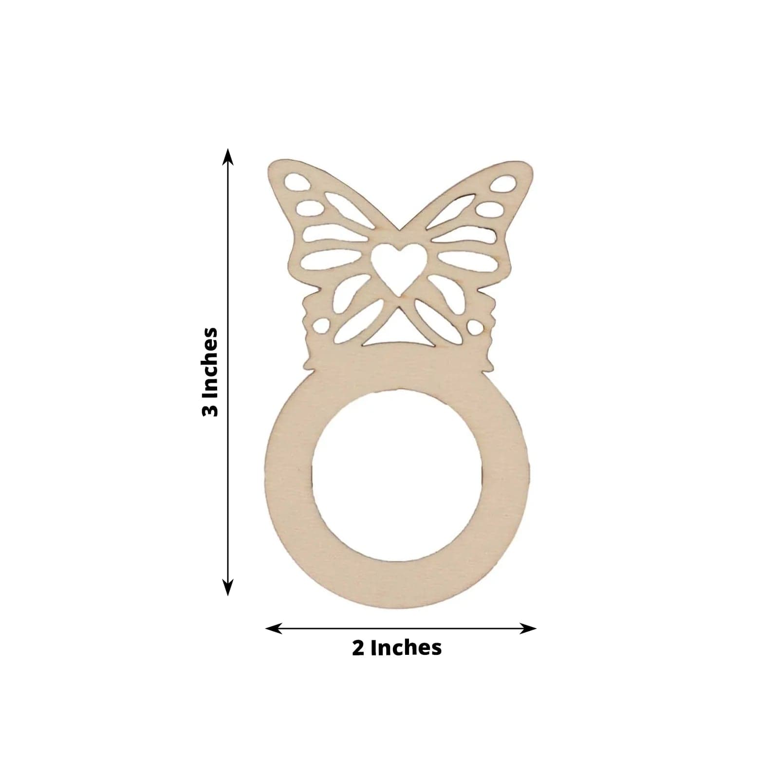10 Natural Wooden Butterfly Rustic Napkin Rings for Wedding, Farmhouse Table Decor, Dinner Party & Holiday Place Settings