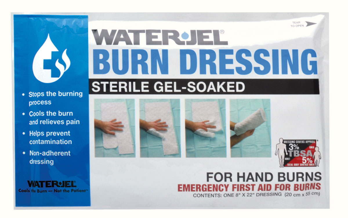 Water Jel Burn Dressing for Hands - 8 x 22 Inch (20.3 x 55.9 cm) First Aid Gel Bandage for Minor Burns, Cuts & Scrapes - Perfect for Kitchen, Workshop & Emergency Kits