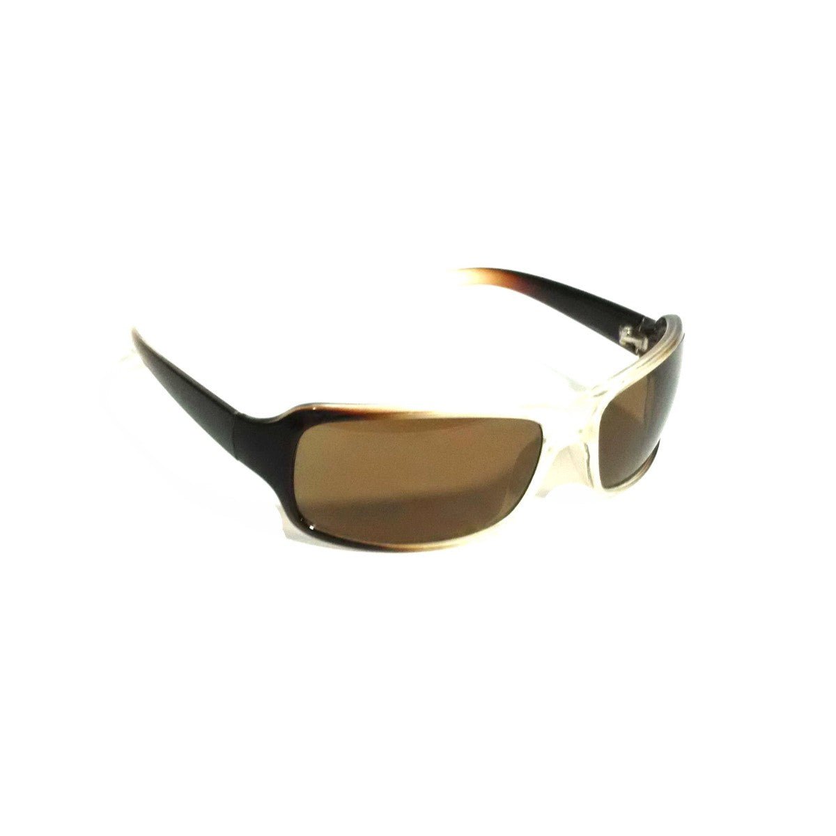 Brown & White Two-Tone Wraparound Sunglasses for Men & Women - Polarized UV Protection - Fashionable Retro Style for Driving, Beach & Outdoor Activities