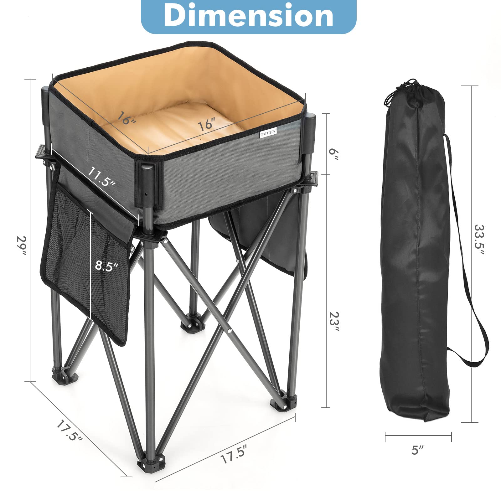 Goplus 2-Pack Folding Camping Tables - Portable Picnic Tables with Large Storage Sink, Side Pockets & Anti-Skid Feet - Lightweight Outdoor Tables for Hiking, Fishing, BBQ, Beach, Tailgating & Backyard Parties (Black & Grey)