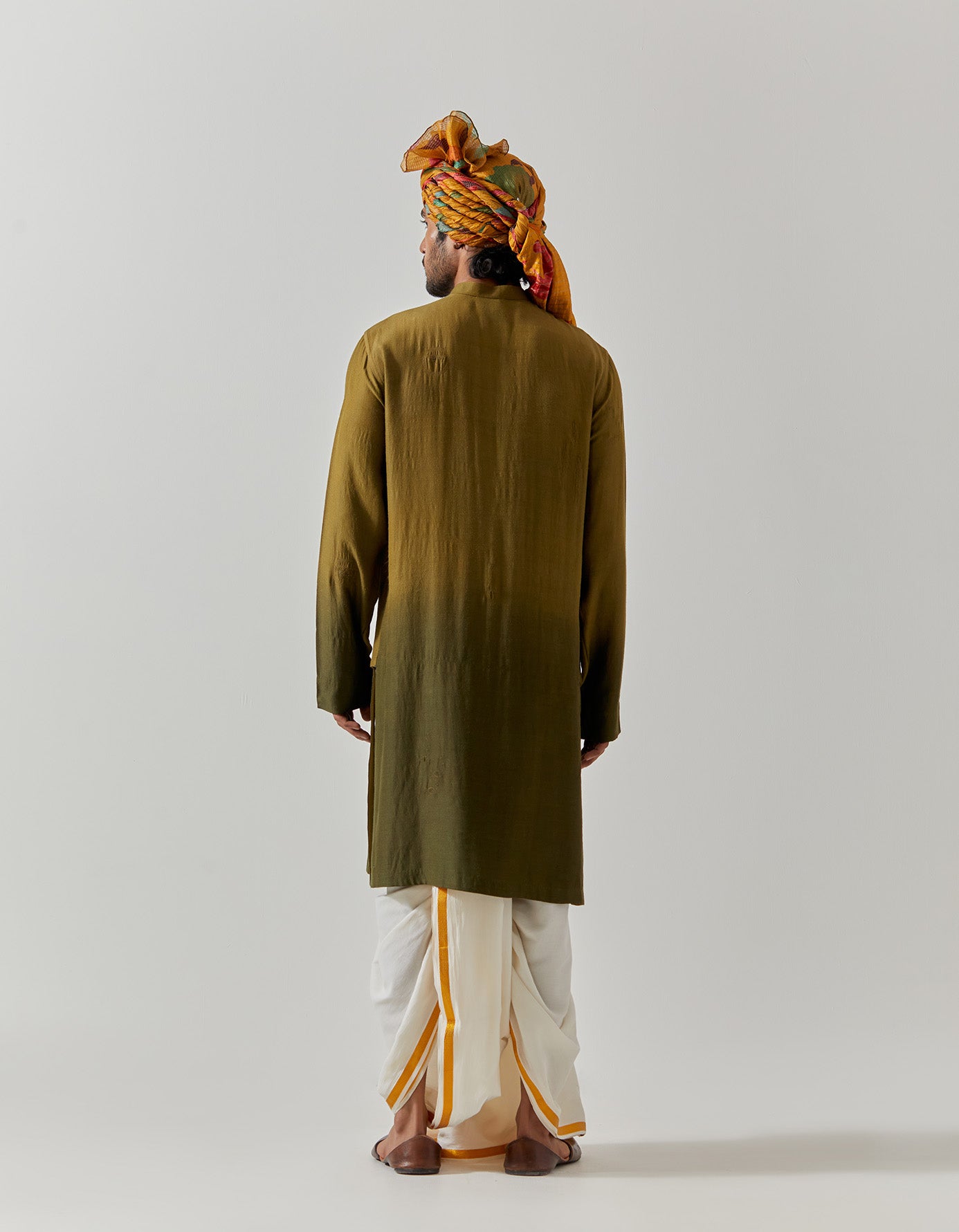 Roshan Bade Miyan Kurta - Premium Muga Satin Olive Kurta for Men - Traditional Indian Ethnic Wear for Festivals & Weddings