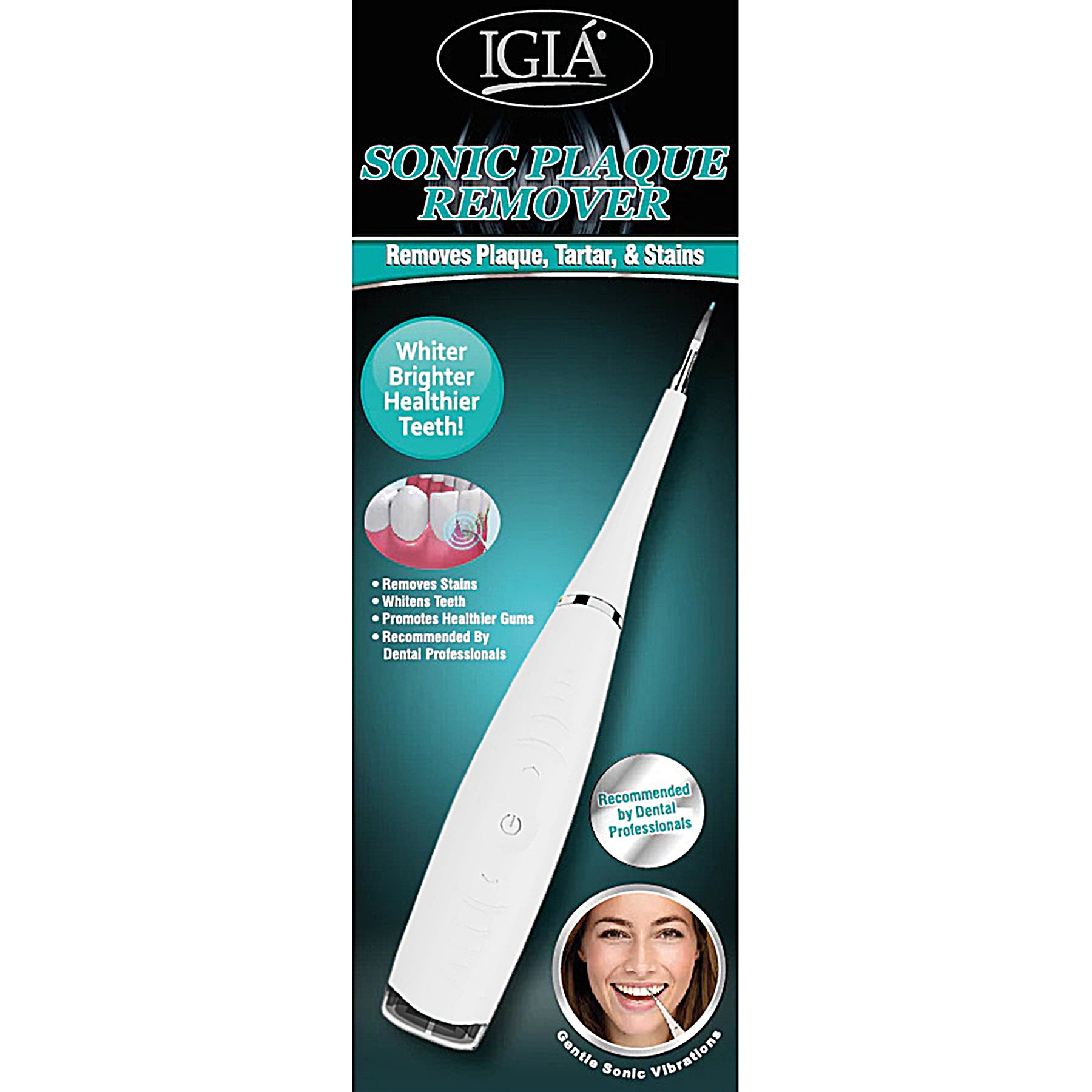 IGIA Sonic Plaque Remover - Rechargeable Electric Tooth Cleaner for Teeth Whitening & Tartar Removal | Perfect for Travel, Home & Dental Care Routine