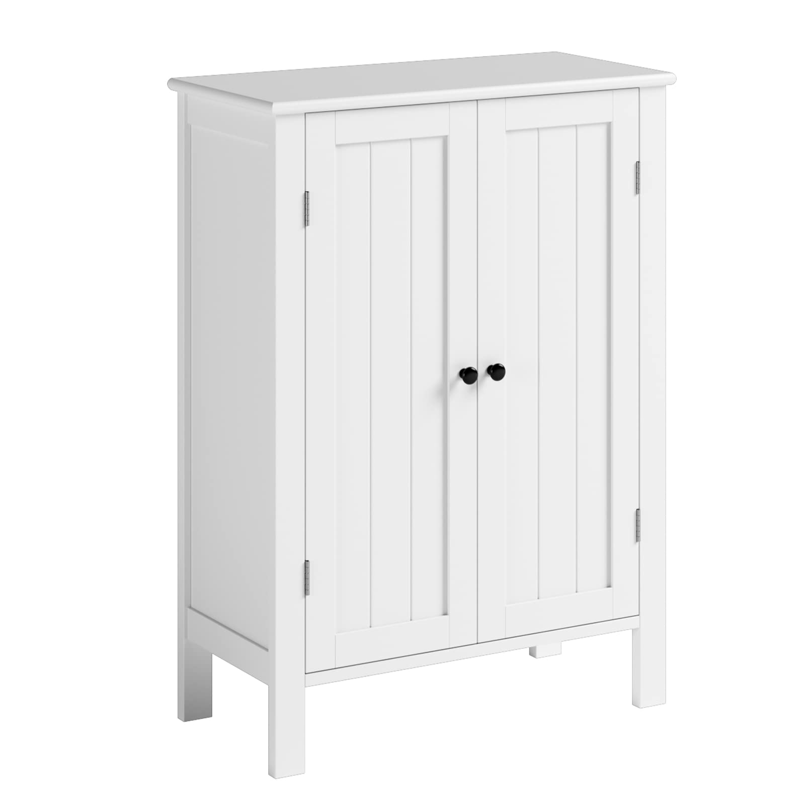 White Bathroom Floor Cabinet with 2 Doors & Adjustable Shelves - Storage Organizer for Bathroom, Home Office & Laundry Room - Space Saving Home Organization Solution